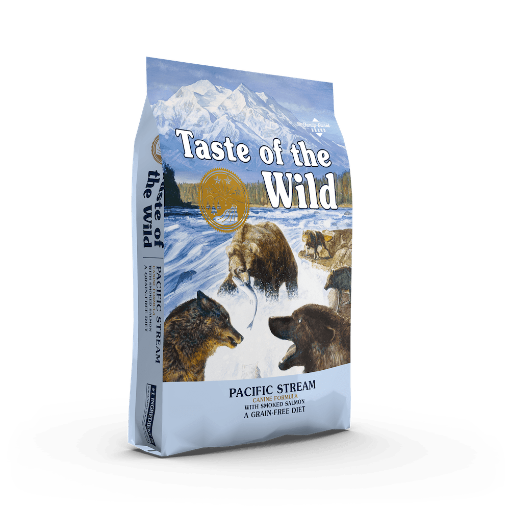 TOWi_PacificStream_BagFrontAngle-min-min غذای خشک سگ 2kg Taste of the Wild Pacific Stream Salmon - Image 1
