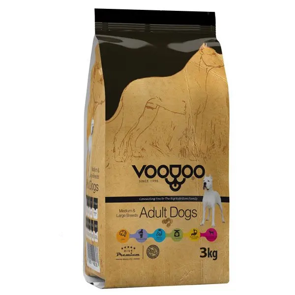 غذای خشک سگ بالغ نژاد متوسط و بزرگ وودو Voodoo وزن 3 کیلوگرم
