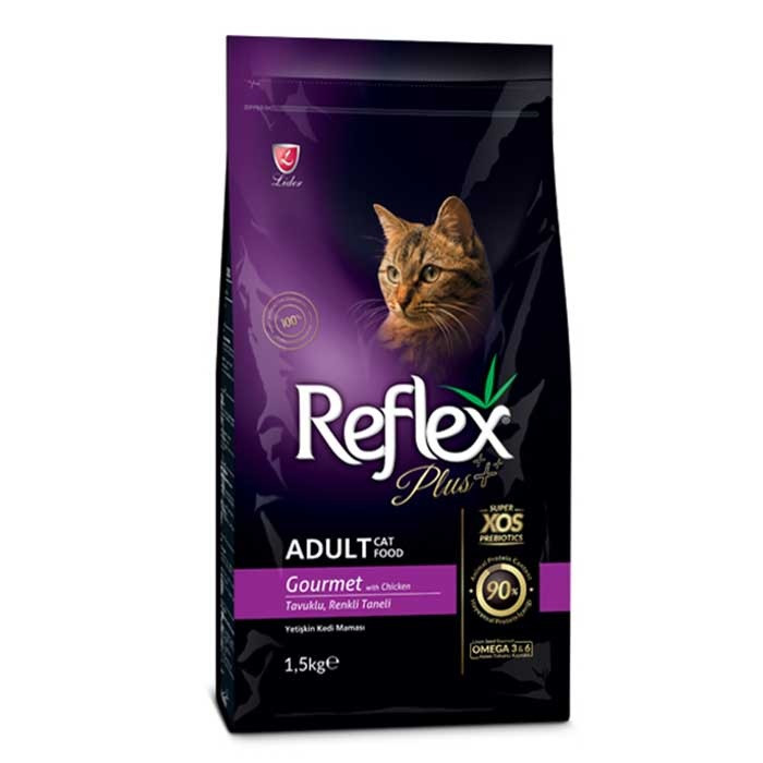 غذای خشک گربه بالغ رفلکس پلاس گورمت Reflex وزن 1.5 کیلوگرم