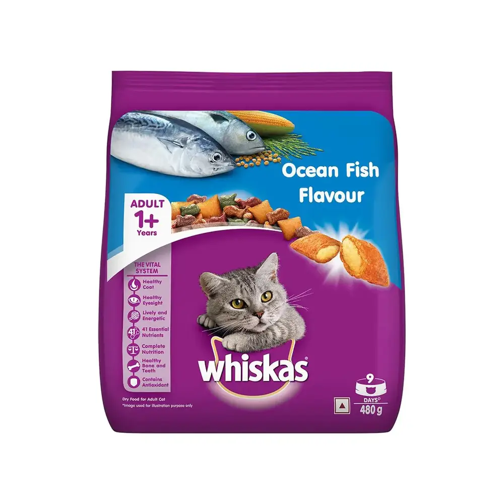 ocean غذای خشک گربه ویسکاس 480g Whiskas Ocean Fish Flavour - Image 1