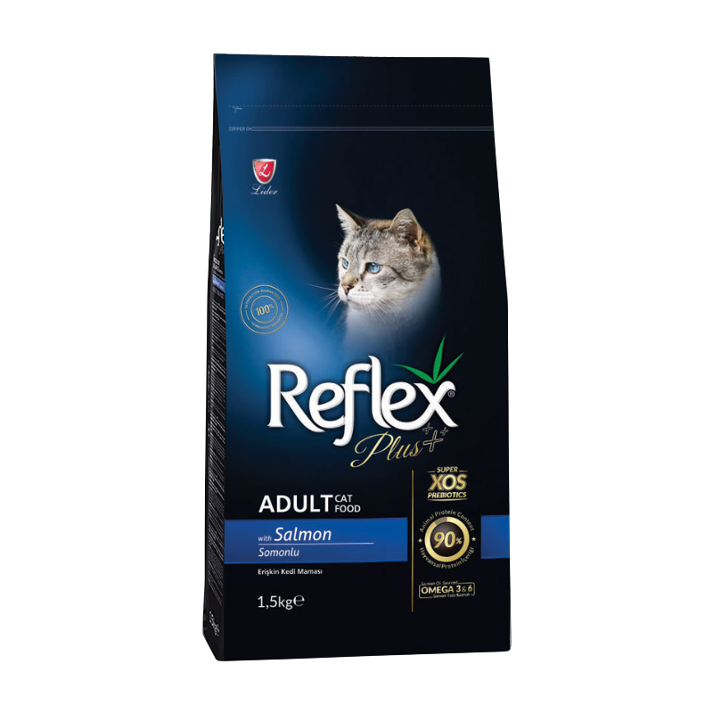 غذای خشک گربه بالغ رفلکس پلاس ماهی سالمون Reflex وزن 1.5 کیلوگرم