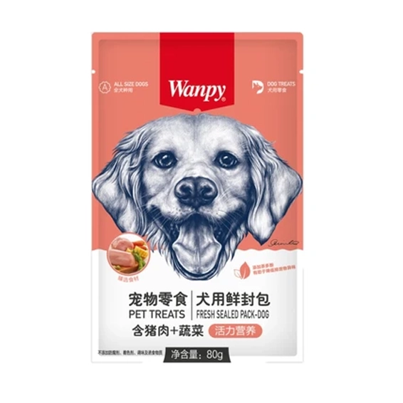 پوچ سگ ونپی گوشت خوک و سبزیجات 80g Wanpy