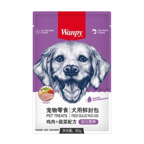 پوچ سگ ونپی مرغ و سبزیجات 80g Wanpy