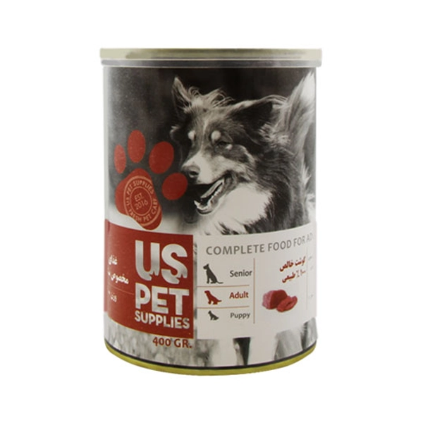 کنسرو سگ یو اس پت گوشت خالص Us Pet وزن 400 گرم