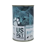 کنسرو گربه نچرال یو اس پت گوشت گاو و شتر مرغ  400g US PET