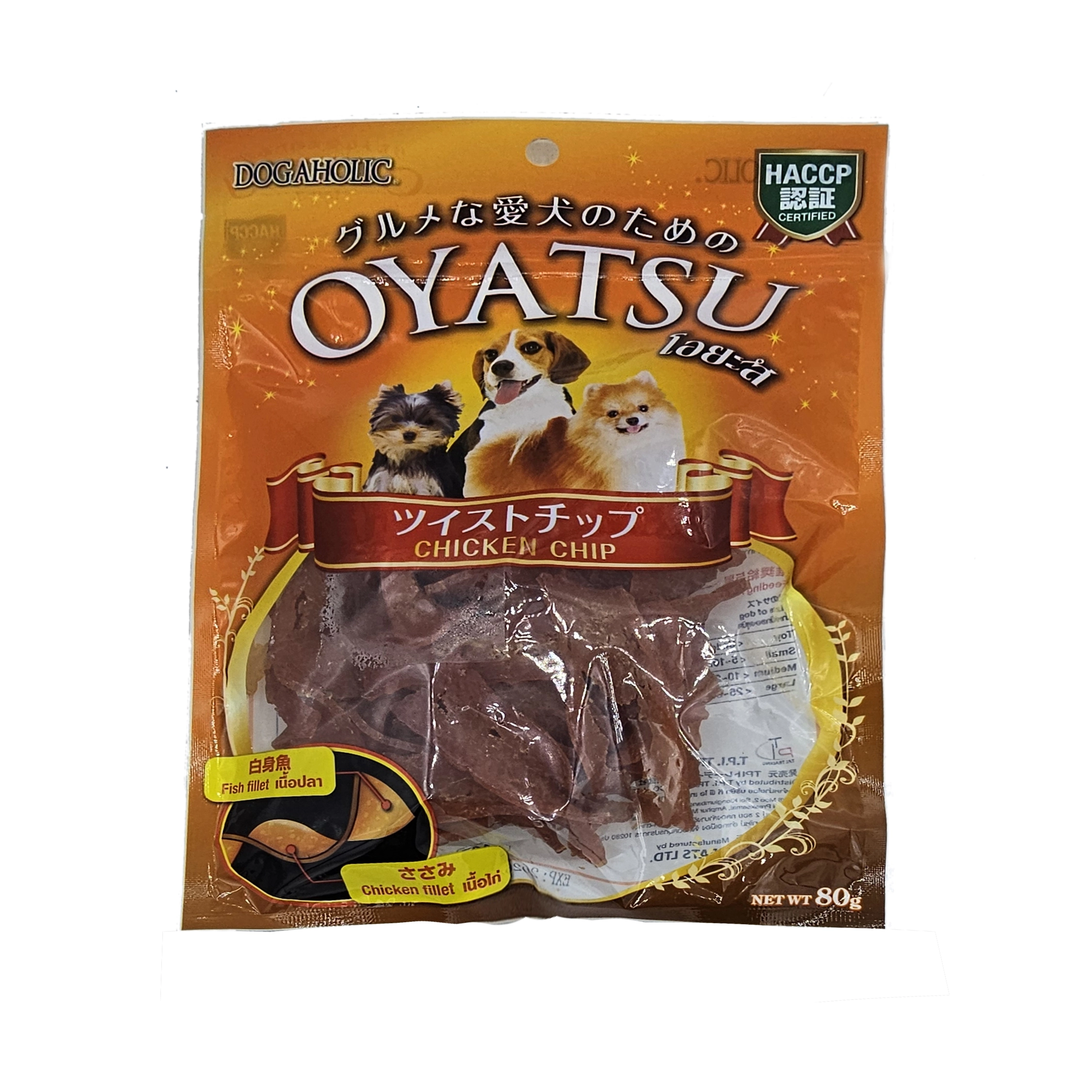 تشویقی سگ اویاتسو چیپس مرغ 80gr Oyatsu