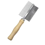 شانه دوطرفه دسته چوبی استیل PET brush