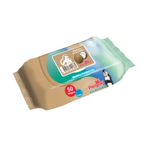 دستمال مرطوب مستر پنگویین پاکتی رایحه نارگیل 50wipes