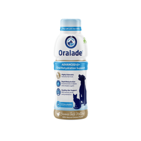 محلول ابرسان و الکترولیت گربه و سگ اورالید Oralade وزن 500 میل