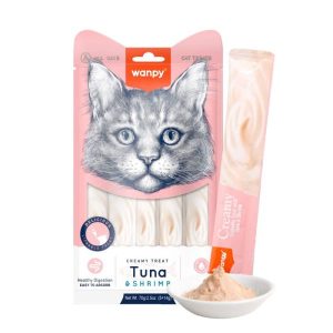 تشویقی بستنی گربه تن و میگو 70g Wanpy