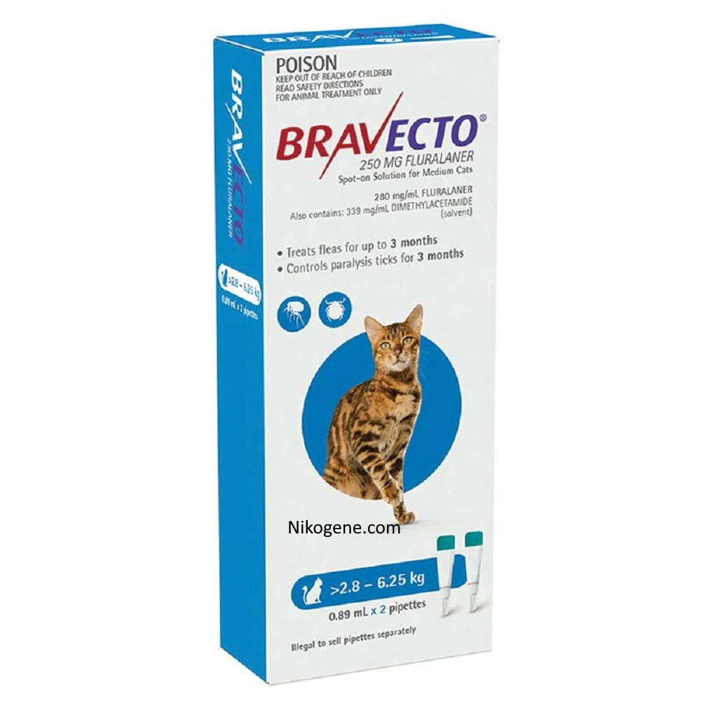 قرص ضد کک و کنه گربه 3تا6 کیلو Bravecto