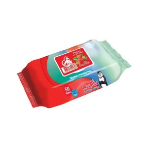 دستمال مرطوب مستر پنگویین پاکتی رایحه توت فرنگی 50wipes