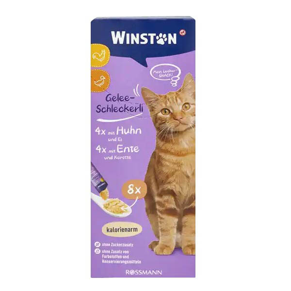 تشویقی بستنی ژله ای گربه مرغ و اردک(بسته 8 عددی) 120g Winston