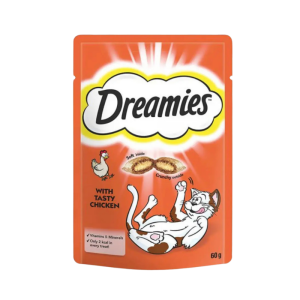 تشویقی گربه دریمیز مغزدار مرغ Dreamies وزن 60 گرم