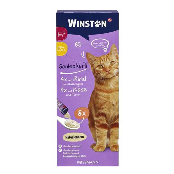 بستنی گربه وینستون گوشت و پنیر بسته 8 عددی Winston وزن 128 گرم