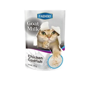 پوچ گربه بالغ فنبی مرغ و ماهی کاد در شیر بز Faenbei وزن 85 گرم