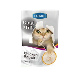 پوچ گربه بالغ فنبی مرغ و خرگوش در شیر بز Faenbei وزن 85 گرم