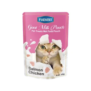 پوچ گربه فنبی چانک ماهی سالمون و مرغ در شیر بز Faenbei وزن 85 گرم