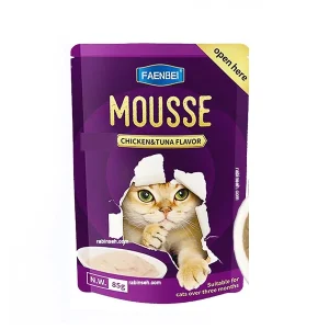 پوچ گربه بالغ فنبی موس مرغ و ماهی تن Faenbei وزن 85 گرم