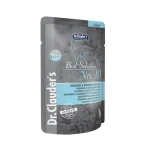 پوچ گربه دکتر کلادرز شاه ماهی، میگو و دانه چیا Dr.Clauder’s وزن 85 گرم