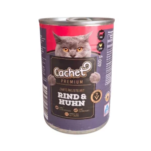 کنسرو گربه بالغ کچت مرغ و گوشت Cachet وزن 400 گرم