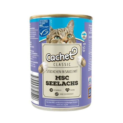 4047247694575 کنسرو گربه بالغ کچت ماهی در سس Cachet وزن 400 گرم