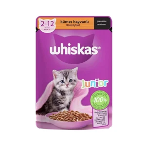 پوچ بچه گربه ویسکاس گوشت پرندگان در سس Whiskas وزن 85 گرم