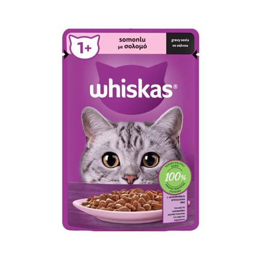 5900951302039 پوچ گربه بالغ ویسکاس ماهی سالمون در سس Whiskas وزن 85 گرم