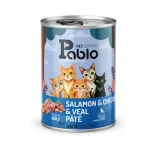 کنسرو گربه بالغ پابلو پته مرغ، بره و ماهی سالمون Pablo وزن 430 گرم
