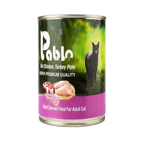6265717305372 کنسرو گربه بالغ سوپرپرمیوم پابلو پته مرغ، گوساله و بوقلمون Pablo وزن 430 گرم