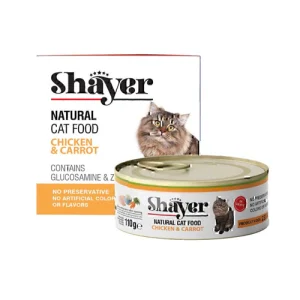 کنسرو گربه بالغ نچرال شایر مرغ و هویج Shayer وزن 110 گرم
