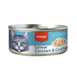 کنسرو گربه بالغ ونپی نچرال مرغ و ماهی کاد Wanpy وزن 95 گرم