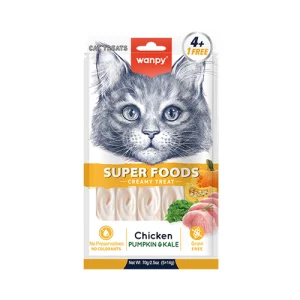 تشویقی بستنی گربه ونپی مرغ، کدو حلوایی و کلم 5 عدد Wanpy وزن 70 گرم