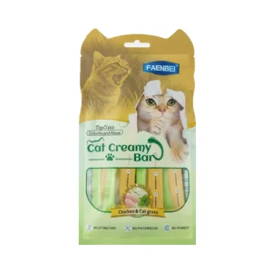 بستنی گربه فنبی مرغ و علف گربه 5 عددی Faenbei وزن 75 گرم