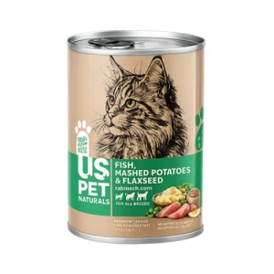 کنسرو گربه بالغ یو اس پت پته ماهی، تخم کتان و سیب زمینی Us Pet وزن 430 گرم