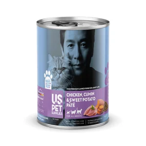 کنسرو گربه بالغ یو اس پت پته مرغ، سیب زمینی و زیره Us Pet وزن 430 گرم