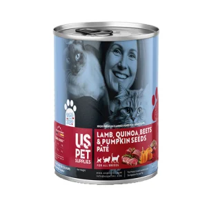 کنسرو گربه بالغ یو اس پت پته بره، کینوا و چغندر Us Pet وزن 430 گرم