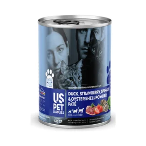 کنسرو گربه بالغ یو اس پت پته اردک، اسفناج و توت فرنگی Us Pet وزن 430 گرم