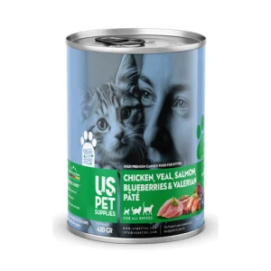 کنسرو بچه گربه یو اس پت پته مرغ، گوساله و سالمون Us Pet وزن 430 گرم