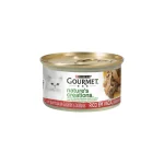 کنسرو گربه بالغ گورمت نچرال فیله مرغ، هویج و نخود فرنگی Gourmet وزن 85 گرم