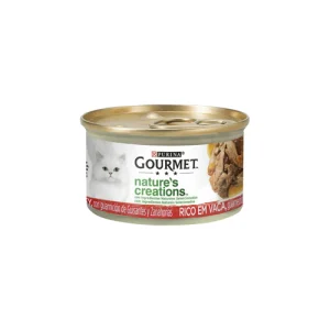کنسرو گربه بالغ گورمت نچرال فیله مرغ، هویج و نخود فرنگی Gourmet وزن 85 گرم