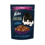 پوچ گربه بالغ فلیکس اردک در سس Felix وزن 75 گرم