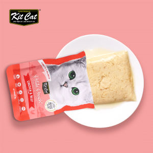 پوچ گربه کيت کت مرغ و گوشت نچرال در ژل Kit Cat وزن 70 گرم