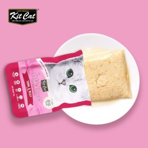 پوچ گربه کيت کت ماهي تن و گوشت نچرال در ژل Kit Cat وزن 70 گرم
