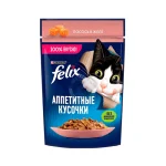 پوچ گربه بالغ فلیکس ماهی قزل‌آلا در ژل Felix وزن 75 گرم