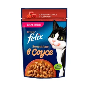 پوچ گربه بالغ فلیکس گوشت در سس گوجه Felix وزن 75 گرم