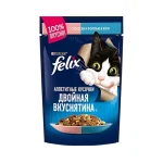 پوچ گربه بالغ فلیکس ماهی تن و قزل‌آلا در ژل Felix وزن 75 گرم