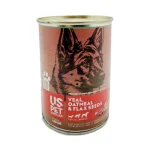 کنسرو سگ یو اس پت پته گوشت گوساله، بلغور جو و تخم کتان Us Pet وزن 430 گرم