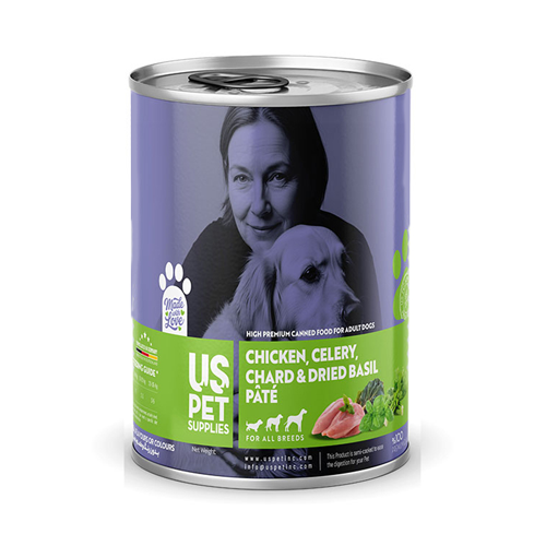 کنسرو سگ یو اس پت پته مرغ، کرفس و زغال اخته Us Pet وزن 430 گرم