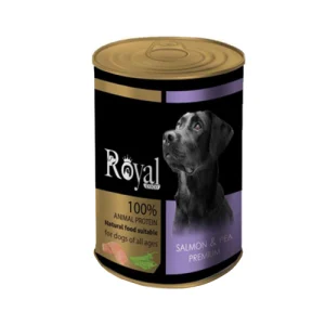 کنسرو سگ رویال کوکو ماهی سالمون و نخود فرنگی Royal Coco وزن 380 گرم